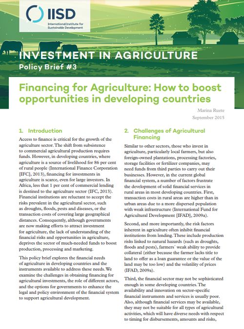 Financing for Agriculture