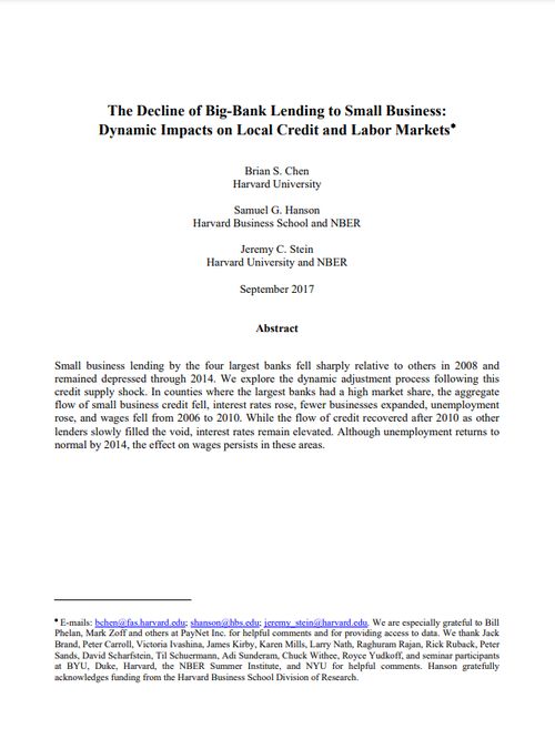 The Decline of Big-Bank Lending to Small Business