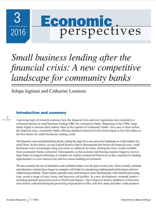 Small business lending after the financial crisis