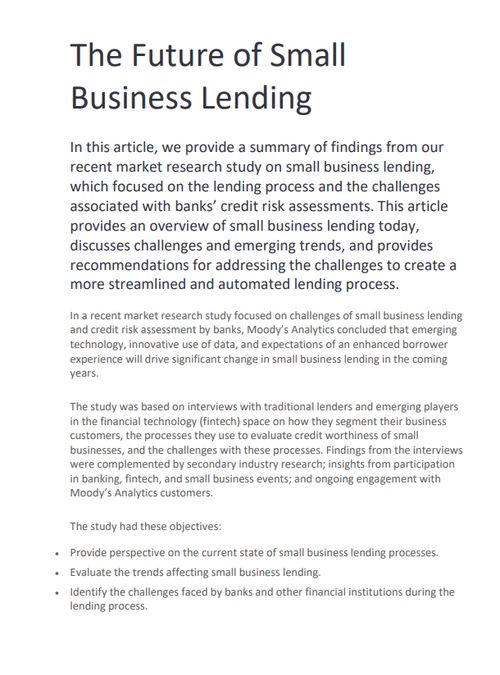 The Future of Small Business Lending